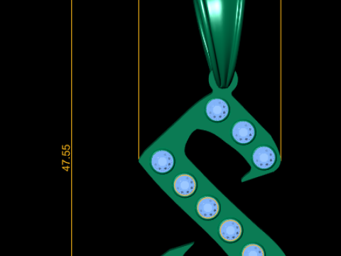 GOLDEN ALPHABET S PENDANT 3D PRINTABLE MODEL 3D Model