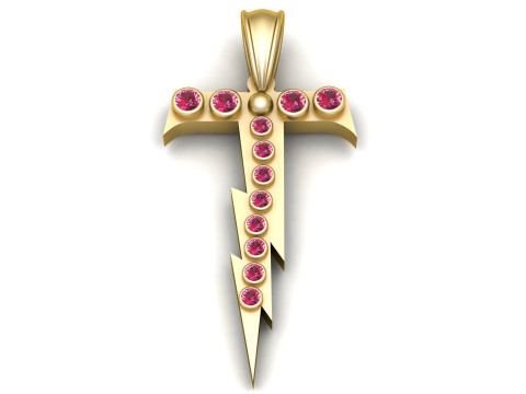 GOLDEN ALPHABET T PENDANT 3D PRINTABLE MODEL Modelo 3D