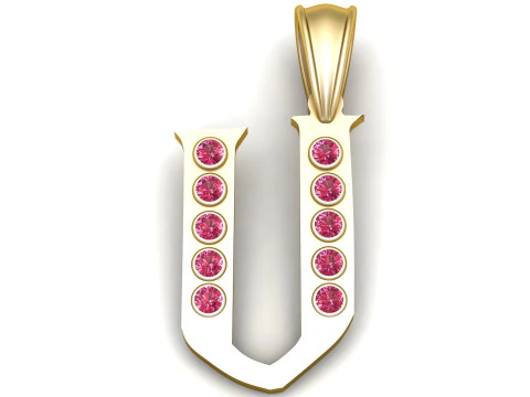 PENDENTE CON ALFABETO DORATO U MODELLO STAMPABILE 3D Modello 3D