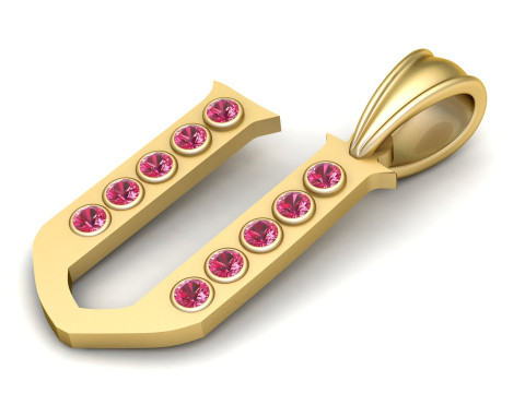 GOLDEN ALPHABET U PENDANT 3D PRINTABLE MODEL Modello 3D