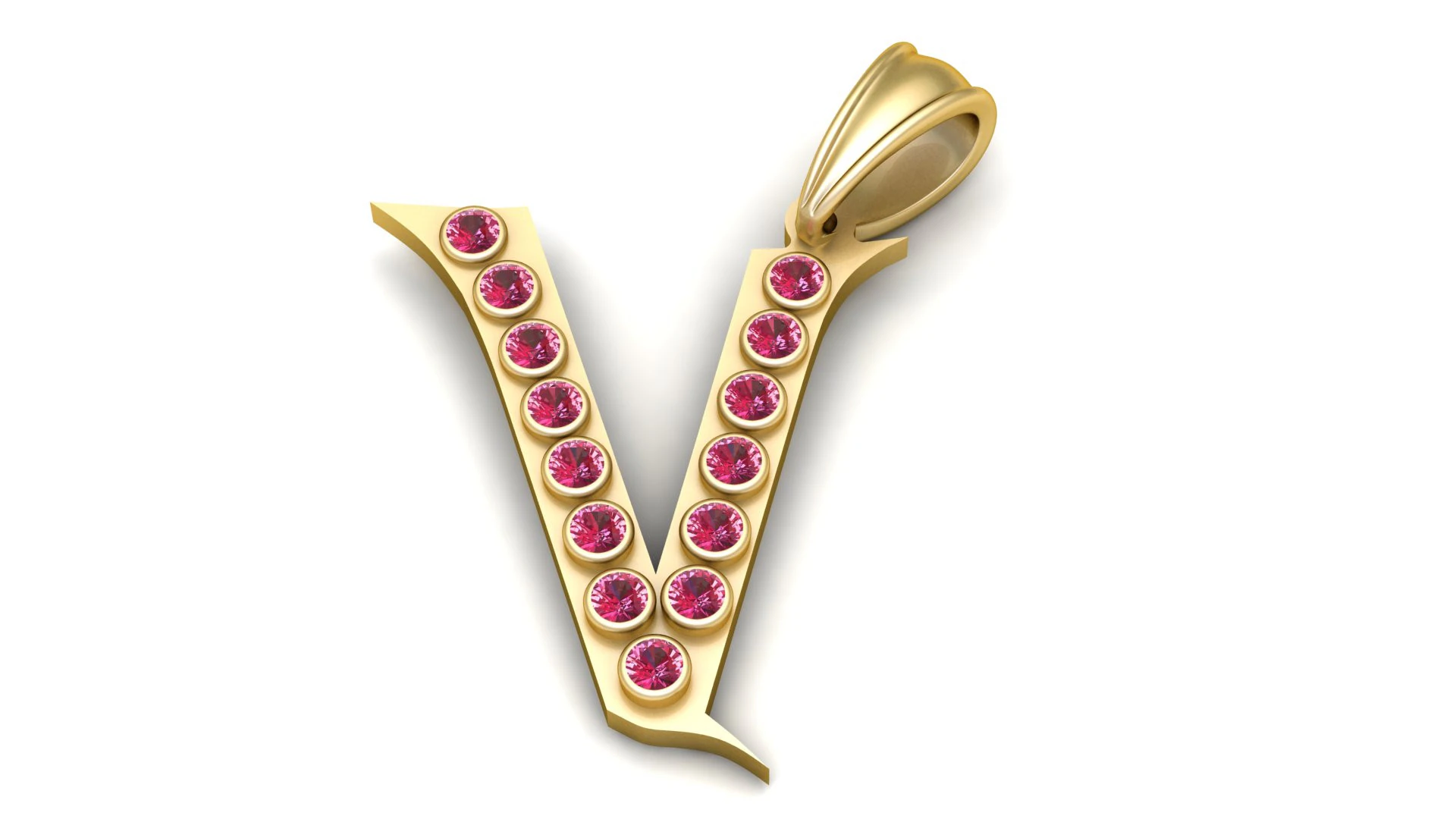 GOLDEN ALPHABET V PENDANT 3D PRINTABLE MODEL 3D Model .c4d .max .obj .3ds .fbx .stl .blend 