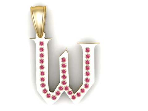 PENDENTIF ALPHABET DOR&Eacute; W MOD&Egrave;LE IMPRIMABLE 3D Modèle 3D