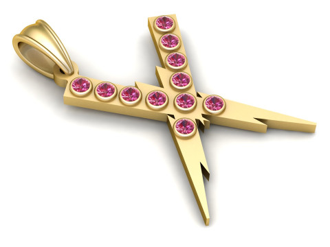 GOLDEN ALPHABET X PENDANT 3D PRINTABLE MODEL 3D 모델
