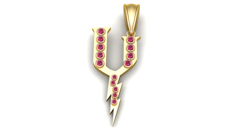 GOLDEN ALPHABET Y PENDANT 3D PRINTABLE MODEL 3D 모델 .c4d .max .obj .3ds .fbx .stl .blend