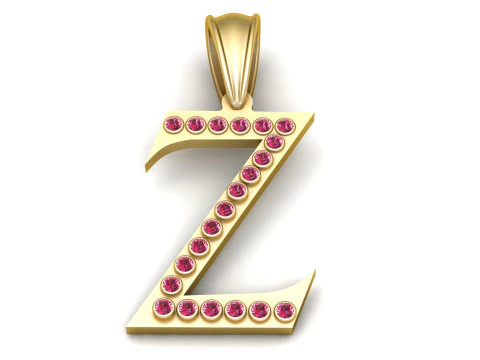 GOLDEN ALPHABET Z PENDANT 3D PRINTABLE MODEL 3D Model
