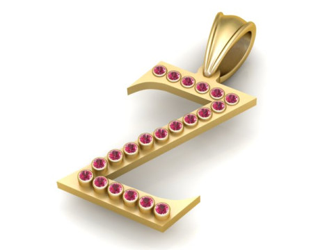 GOLDEN ALPHABET Z PENDANT 3D PRINTABLE MODEL 3Dモデル