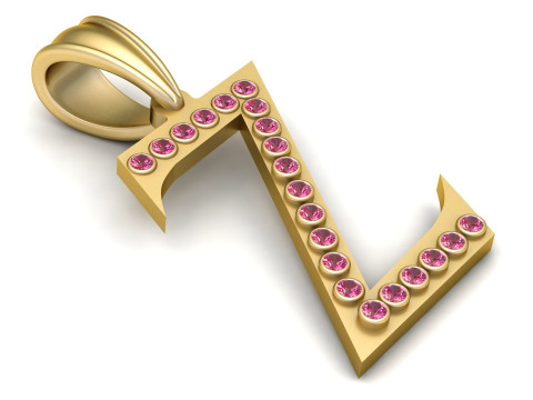 GOLDEN ALPHABET Z PENDANT 3D PRINTABLE MODEL 3Dモデル