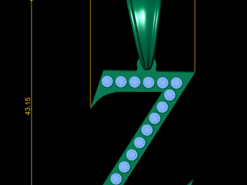 GOLDEN ALPHABET Z PENDANT 3D PRINTABLE MODEL 3Dモデル