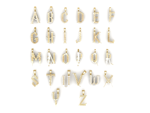ALL GOLDEN ALPHABET PENDANT 3D PRINTABLE MODEL Model 3D
