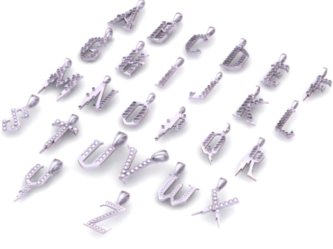 ALL GOLDEN ALPHABET PENDANT 3D PRINTABLE MODEL Model 3D