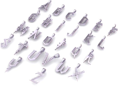 ALL GOLDEN ALPHABET PENDANT 3D PRINTABLE MODEL 3D Model