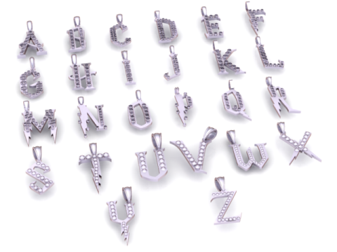 ALL GOLDEN ALPHABET PENDANT 3D PRINTABLE MODEL Model 3D