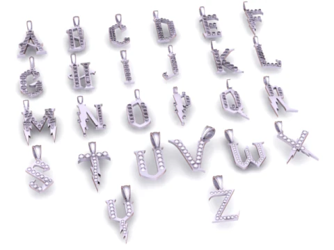ALL GOLDEN ALPHABET PENDANT 3D PRINTABLE MODEL 3D Model