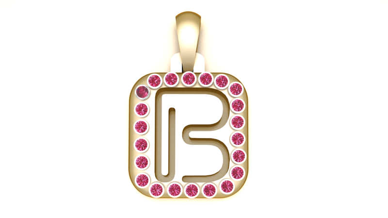 PRECIOUS ALPHABET B PENDANT 3D PRINTABLE MODEL 3D Model .c4d .max .obj .3ds .fbx .stl .blend 