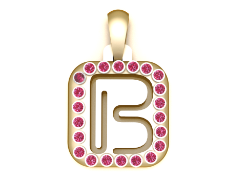PRECIOUS ALPHABET B PENDANT 3D PRINTABLE MODEL Model 3D