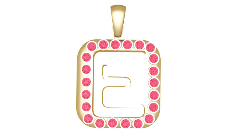 PRECIOUS ALPHABET E PENDANT 3D PRINTABLE MODEL Model 3D .c4d .max .obj .3ds .fbx .stl .blend 