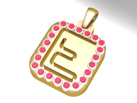 PRECIOUS ALPHABET E PENDANT 3D PRINTABLE MODEL Model 3D