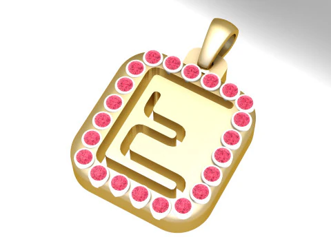 PRECIOUS ALPHABET E PENDANT 3D PRINTABLE MODEL 3D Model