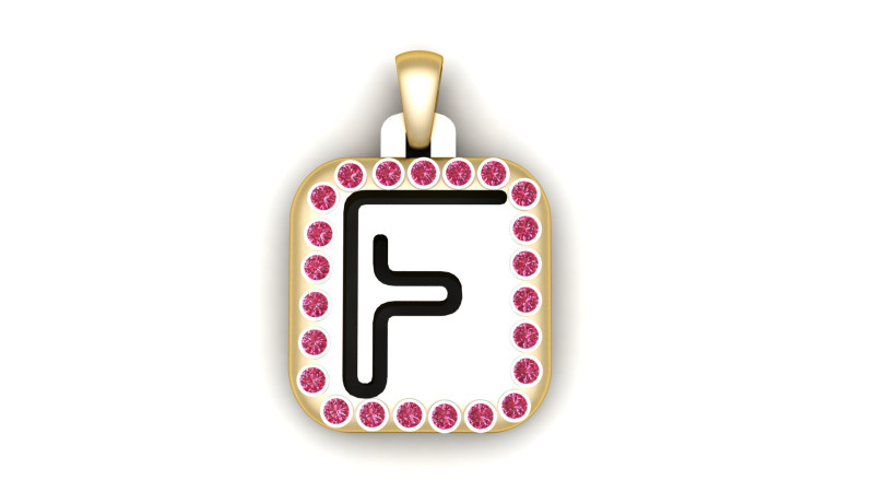 PRECIOUS ALPHABET F PENDANT 3D PRINTABLE MODEL 3D Model .c4d .max .obj .3ds .fbx .stl .blend 