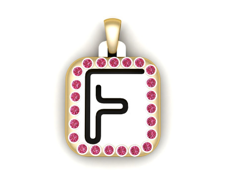 PRECIOUS ALPHABET F PENDANT 3D PRINTABLE MODEL 3D Model