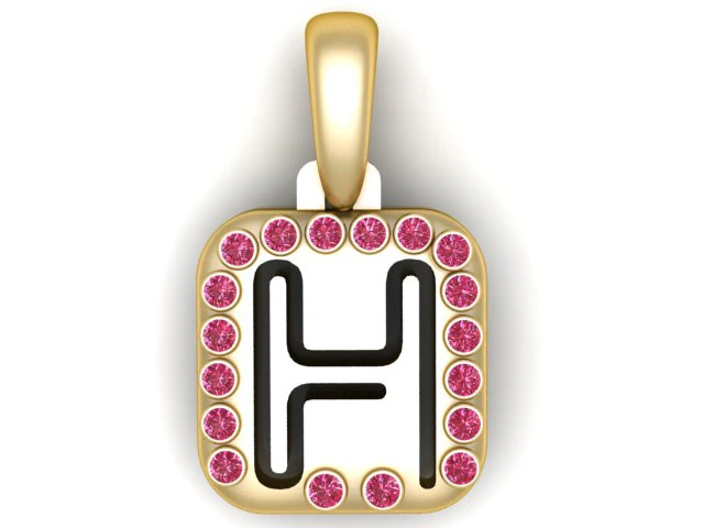PRECIOUS ALPHABET H PENDANT 3D PRINTABLE MODEL 3D Model .c4d .max .obj .3ds .fbx .stl .blend