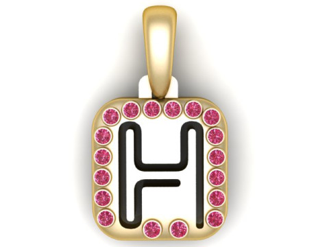 PRECIOUS ALPHABET H PENDANT 3D PRINTABLE MODEL 3Dモデル