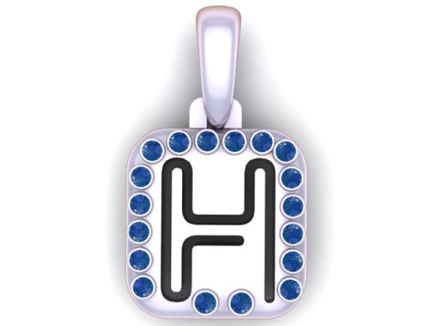 PRECIOUS ALPHABET H PENDANT 3D PRINTABLE MODEL Modèle 3D