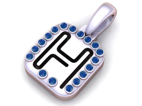 PRECIOUS ALPHABET H PENDANT 3D PRINTABLE MODEL Modèle 3D
