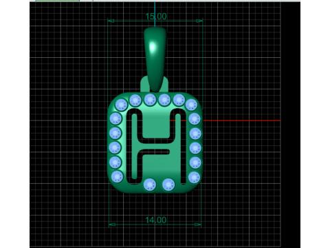 PRECIOUS ALPHABET H PENDANT 3D PRINTABLE MODEL Modèle 3D