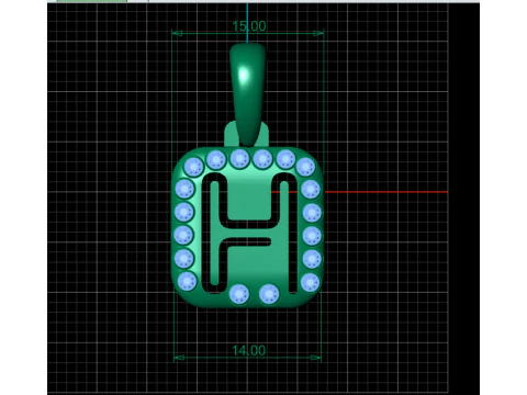 PRECIOUS ALPHABET H PENDANT 3D PRINTABLE MODEL 3D Model