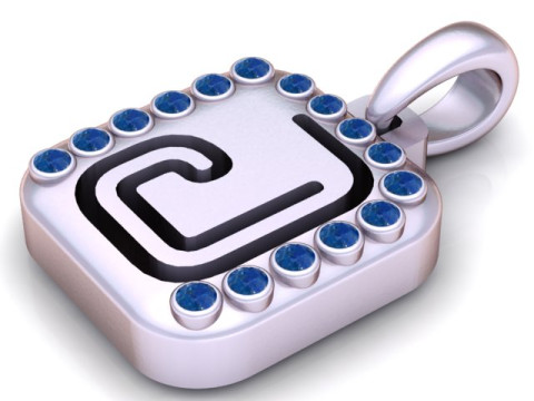 PRECIOUS ALPHABET J PENDANT 3D PRINTABLE MODEL Model 3D
