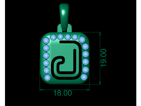 PRECIOUS ALPHABET J PENDANT 3D PRINTABLE MODEL Model 3D