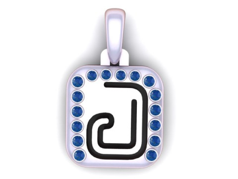 PRECIOUS ALPHABET J PENDANT 3D PRINTABLE MODEL Model 3D