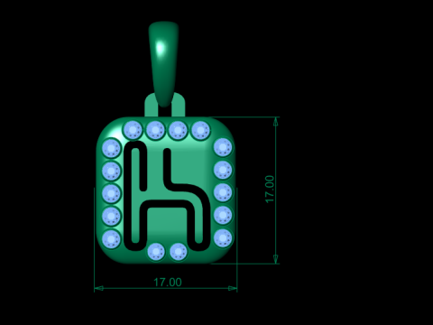 PRECIOUS ALPHABET K PENDANT 3D PRINTABLE MODEL 3D मॉडल
