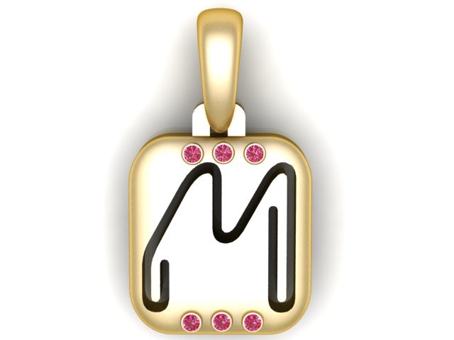 PRECIOUS ALPHABET M PENDANT 3D PRINTABLE MODEL Model 3D .c4d .max .obj .3ds .fbx .stl .blend 