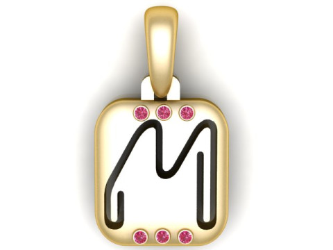 PRECIOUS ALPHABET M PENDANT 3D PRINTABLE MODEL 3D 模型