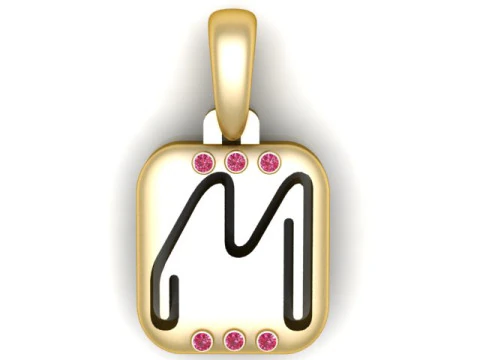 ДОРОГОЦІННА 3D-ПІДВІСНА МОДЕЛЬ АЛФАВІТ М ДЛЯ ДРУКУ 3D Модель