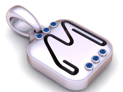 PRECIOUS ALPHABET M PENDANT 3D PRINTABLE MODEL Model 3D