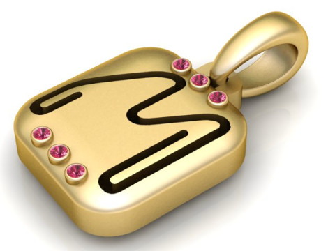 PRECIOUS ALPHABET M PENDANT 3D PRINTABLE MODEL Model 3D
