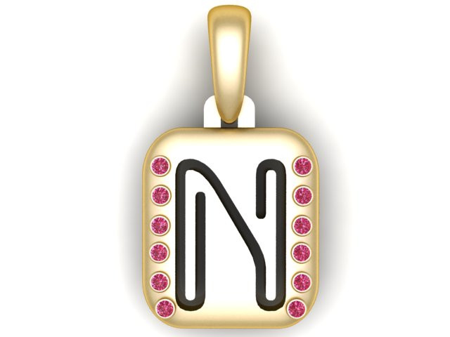 PRECIOUS ALPHABET N PENDANT 3D PRINTABLE MODEL Modello 3D .c4d .max .obj .3ds .fbx .stl .blend 