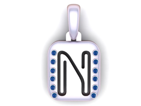 PRECIOUS ALPHABET N PENDANT 3D PRINTABLE MODEL Modello 3D