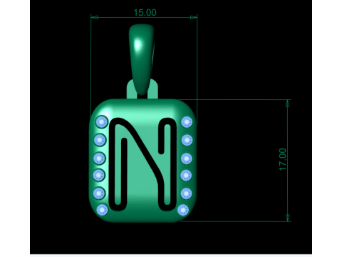 PRECIOUS ALPHABET N PENDANT 3D PRINTABLE MODEL Modello 3D