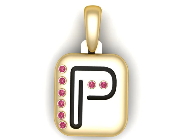 PRECIOUS ALPHABET P PENDANT 3D PRINTABLE MODEL 3D Model .c4d .max .obj .3ds .fbx .stl .blend 