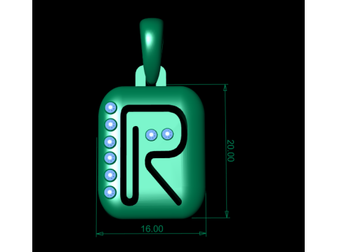 PRECIOUS ALPHABET R PENDANT 3D PRINTABLE MODEL 3D Model