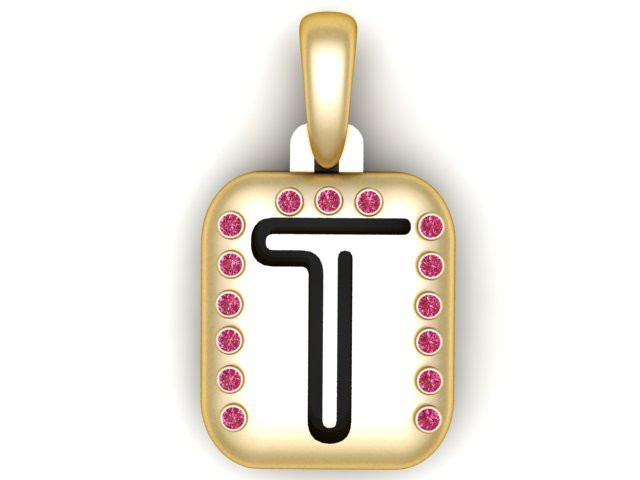 PRECIOUS ALPHABET T PENDANT 3D PRINTABLE MODEL 3D मॉडल .c4d .max .obj .3ds .fbx .stl .blend 