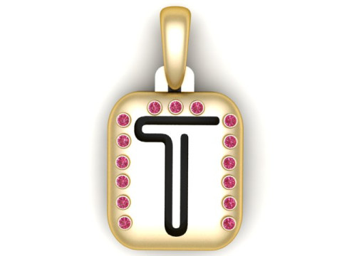 PRECIOUS ALPHABET T PENDANT 3D PRINTABLE MODEL 3D 模型