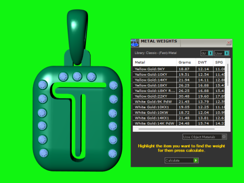 PRECIOUS ALPHABET T PENDANT 3D PRINTABLE MODEL 3D मॉडल
