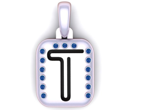 PRECIOUS ALPHABET T PENDANT 3D PRINTABLE MODEL 3D मॉडल