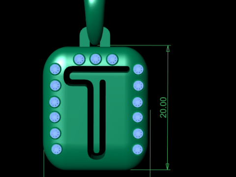 PRECIOUS ALPHABET T PENDANT 3D PRINTABLE MODEL 3D मॉडल