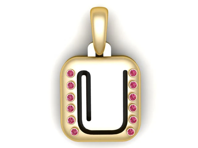 PRECIOUS ALPHABET U LPENDANT 3D PRINTABLE MODE 3D Model .c4d .max .obj .3ds .fbx .stl .blend 